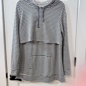 Latched Mama Striped Hooded Lightweight Nursing Pullover